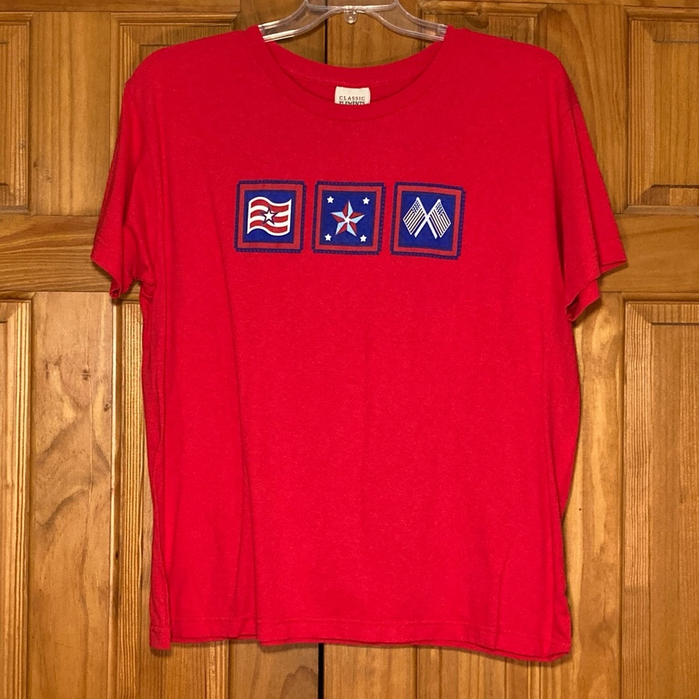 NWOT Classic Elements Vintage 90s Patriotic T-Shirt Short Sleeve Red L Large